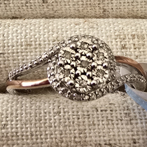 DIAMOND BLOSSOM BRAND DIAMOND RING 14K ROSE GOLD OVER STERLING SILVER SIZE 7 - Picture 9 of 16
